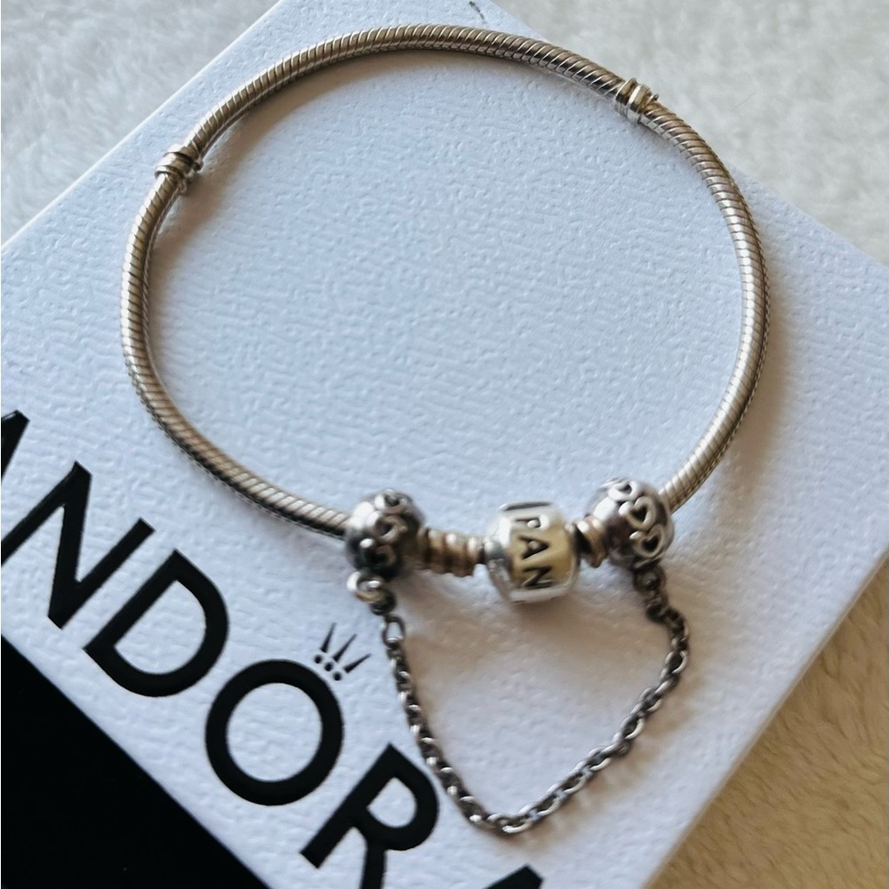 Pandora Bracelet & Safety chain charm
